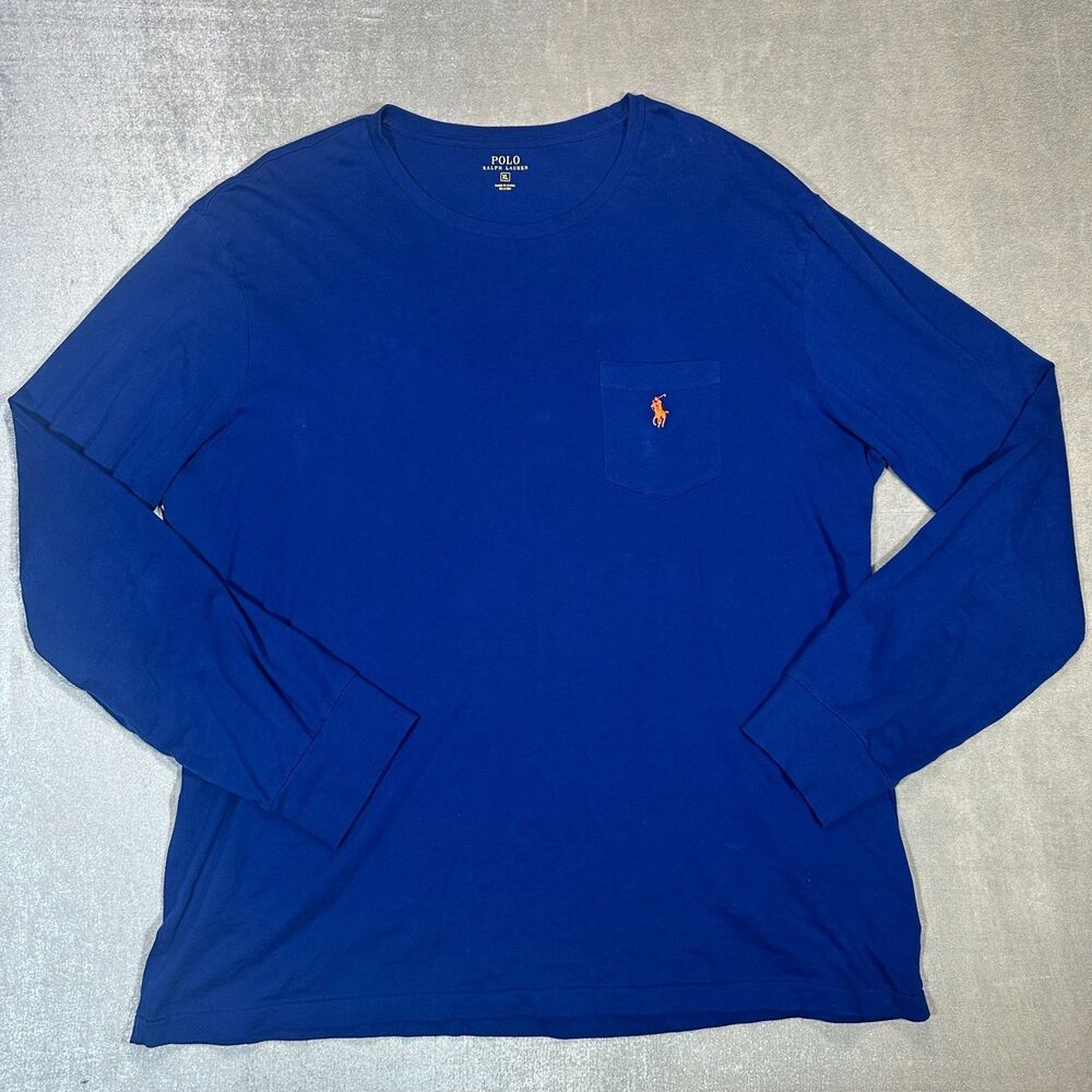 Polo Ralph Lauren Long Sleeve Pocket T-Shirt Navy Blue Size XL